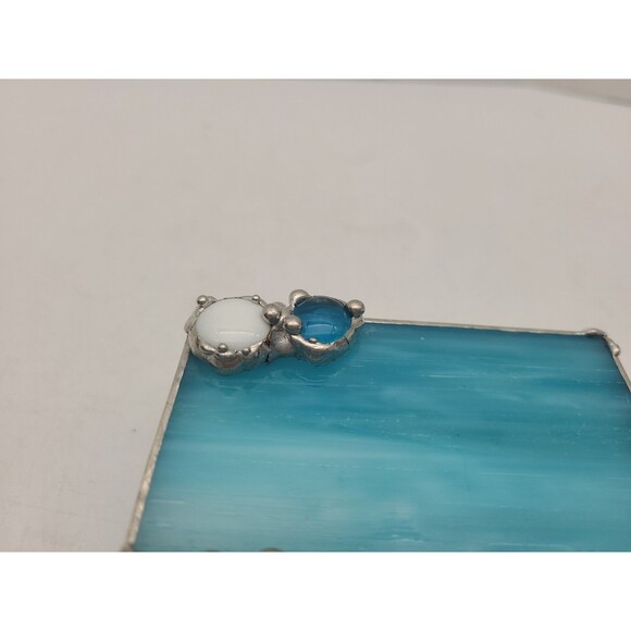 Sky Blue Stained Glass Lidded Jewelry Trinket Box Handmade - Picture 8 of 10